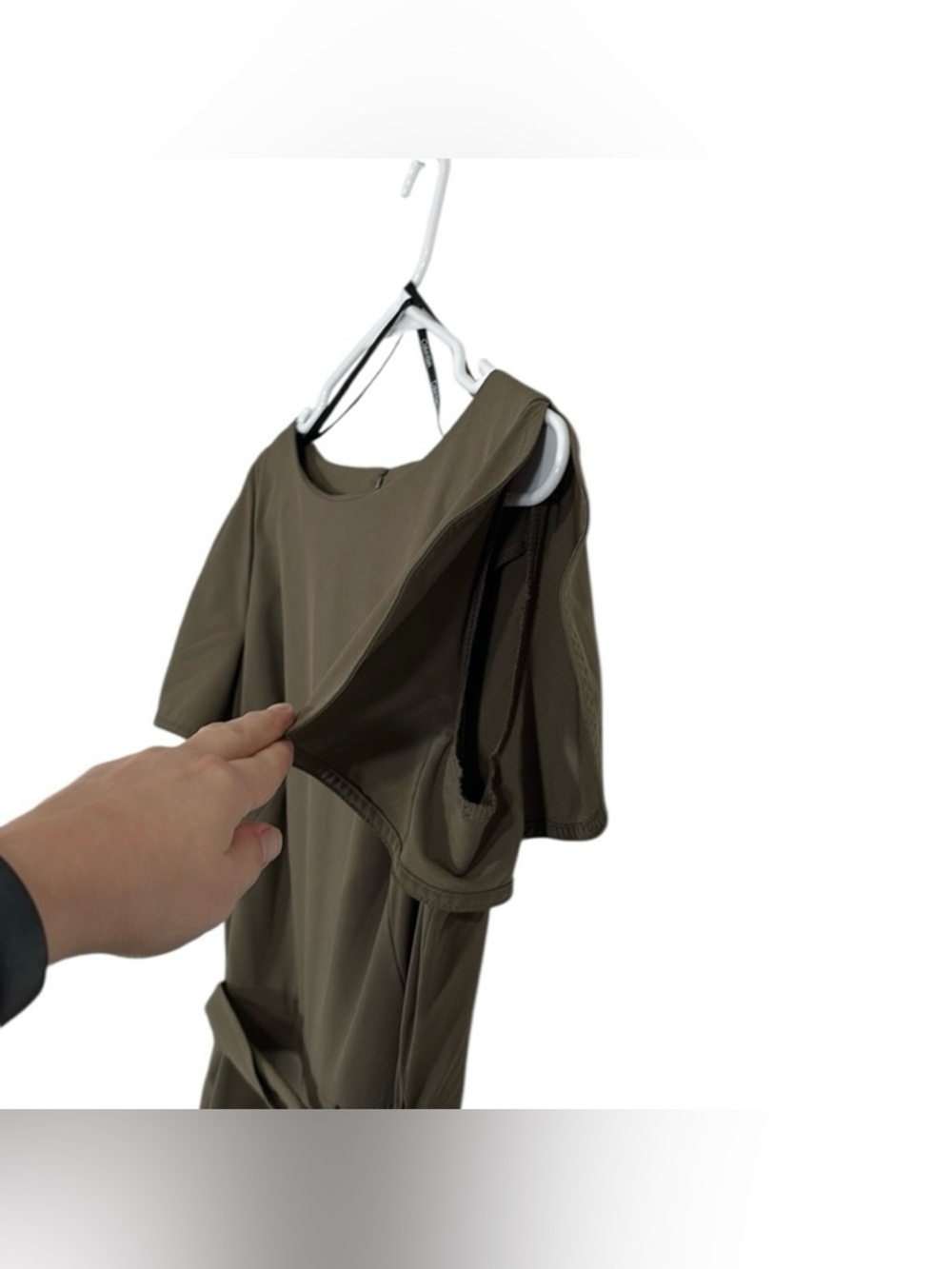 NEW Olive Green Cropped Belted Jumpsuit Sz 8 - Picture 7 of 13